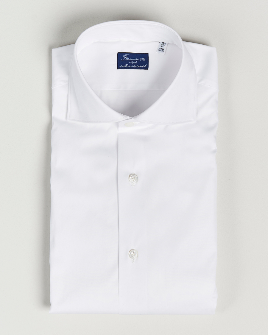 Uomini | Camicie | Finamore Napoli | Milano Slim Fit Stretch Shirt White