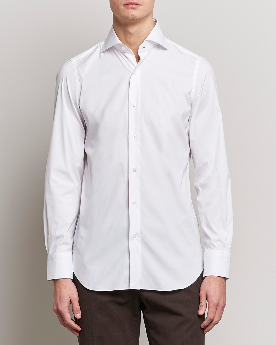 Uomini | Camicie | Finamore Napoli | Milano Slim Fit Stretch Shirt White