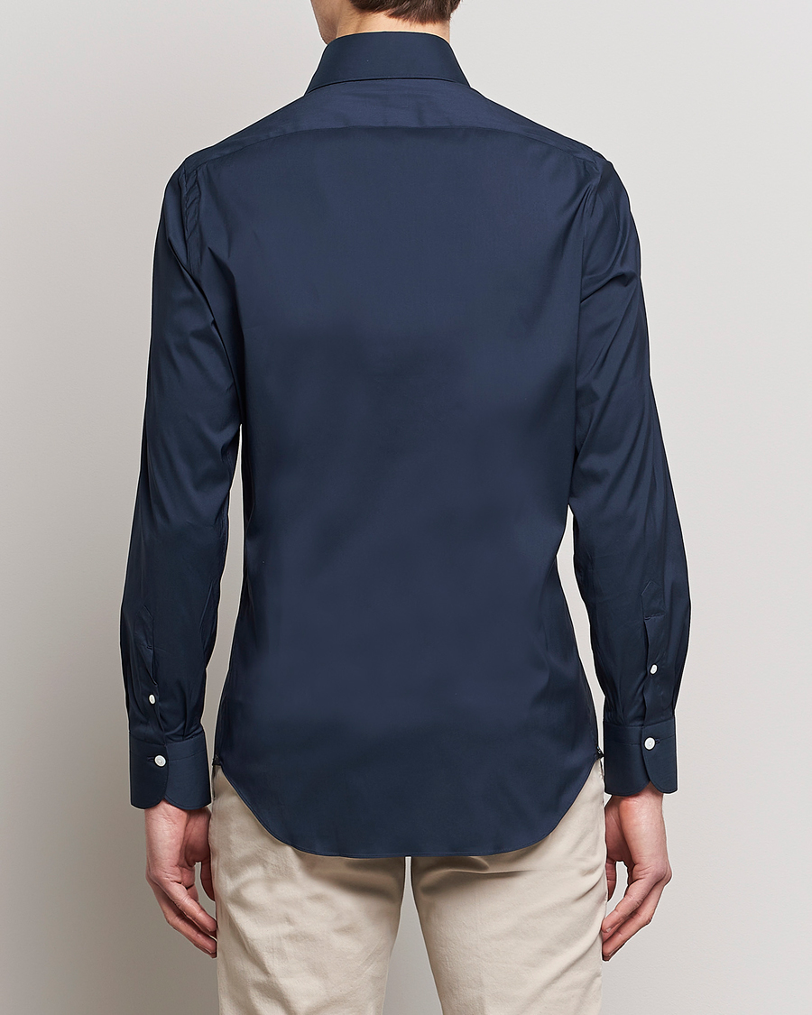 Uomini | Camicie | Finamore Napoli | Milano Slim Fit Stretch Shirt Navy