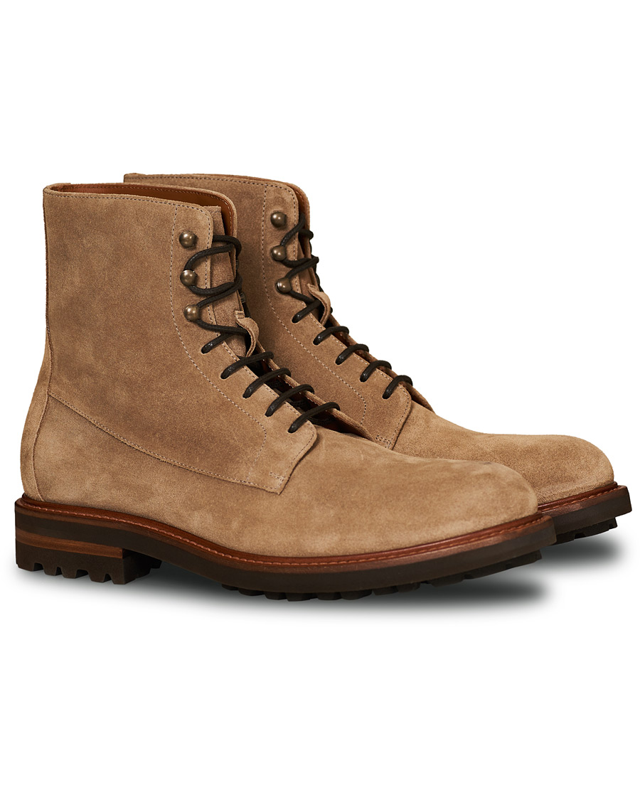 Uomini | Brunello Cucinelli Plain Toe Leather Boot Sand Suede | Brunello Cucinelli | Plain Toe Leather Boot Sand Suede
