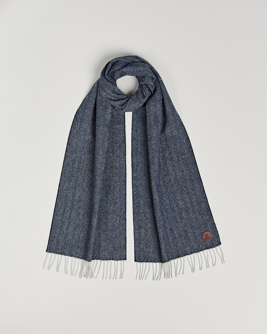 Uomini | Sciarpe | Amanda Christensen | Wool Herringbone Scarf Navy