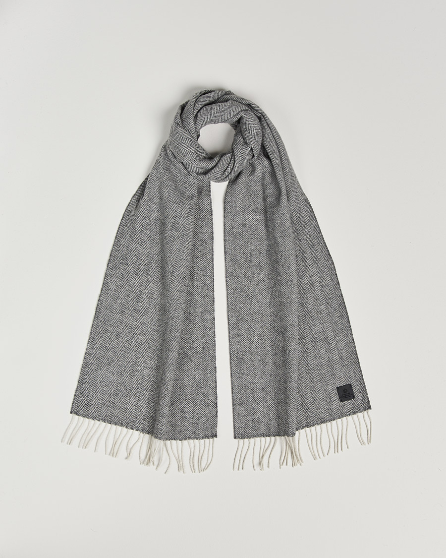 Uomini | Sciarpe | Amanda Christensen | Wool Herringbone Scarf Grey Melange