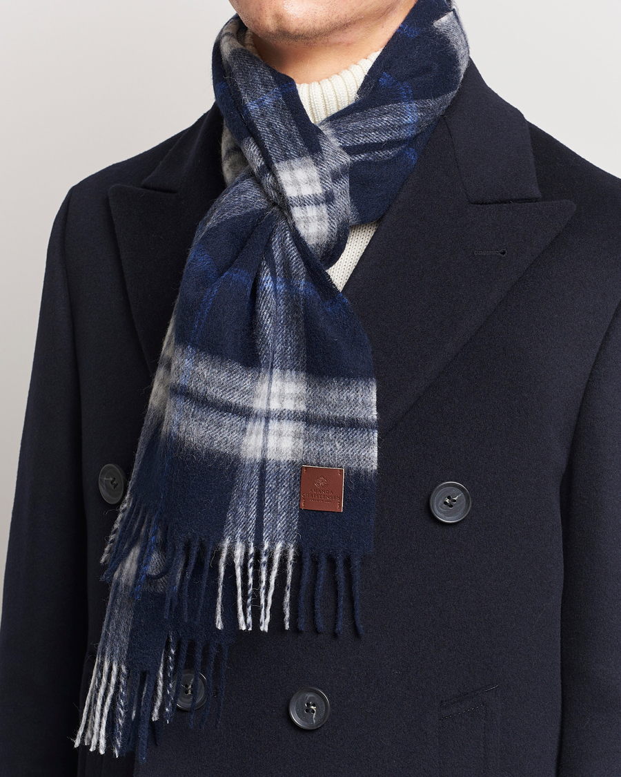 Uomini | Amanda Christensen Wool Check Scarf Blue | Amanda Christensen | Wool Check Scarf Blue