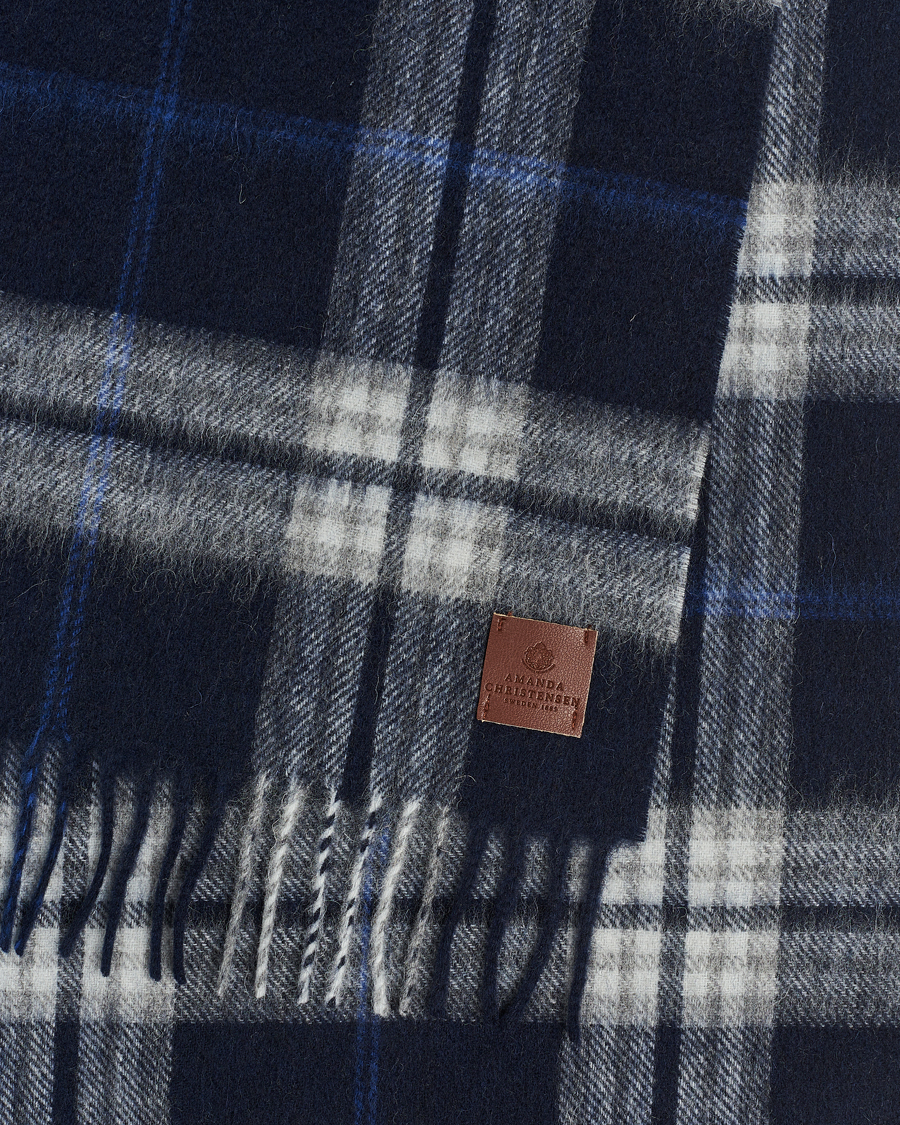 Uomini | Amanda Christensen Wool Check Scarf Blue | Amanda Christensen | Wool Check Scarf Blue