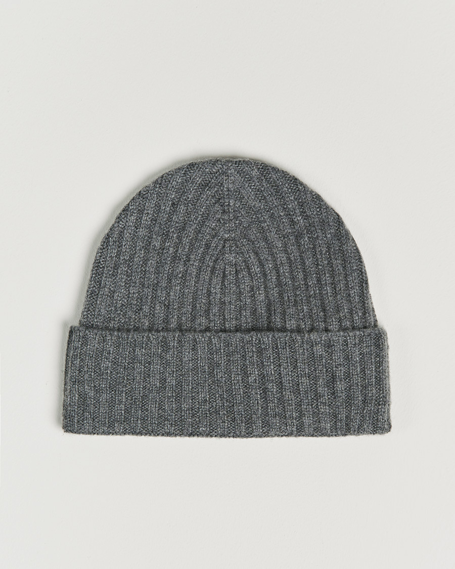 Uomini | Berretti | Amanda Christensen | Rib Knitted Cashmere Cap Grey Melange