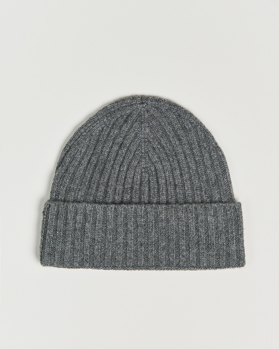 Uomini | Berretti | Amanda Christensen | Rib Knitted Cashmere Cap Grey Melange