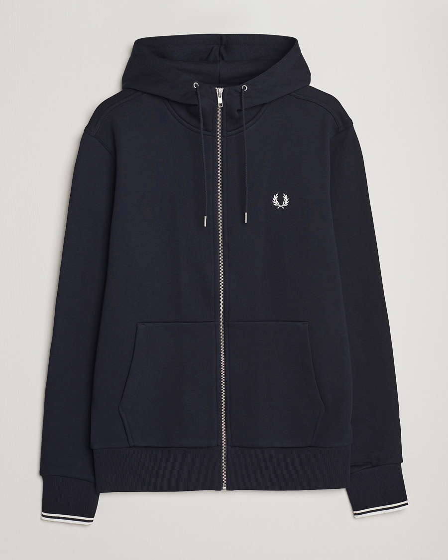 Uomini | Maglieria | Fred Perry | Full Zip Hooded Sweatshirt Navy
