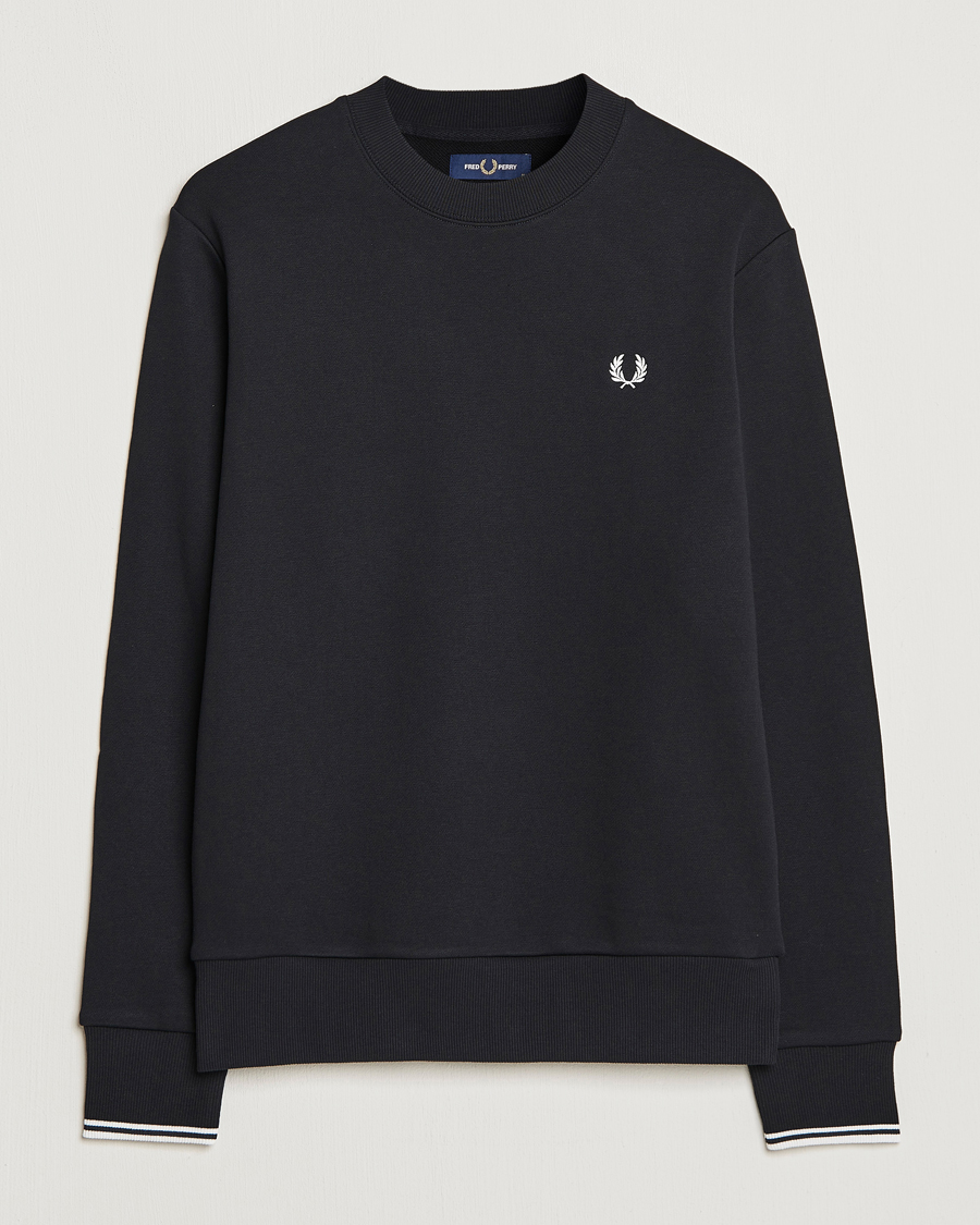 Uomini | Maglieria | Fred Perry | Crew Neck Sweatshirt Black