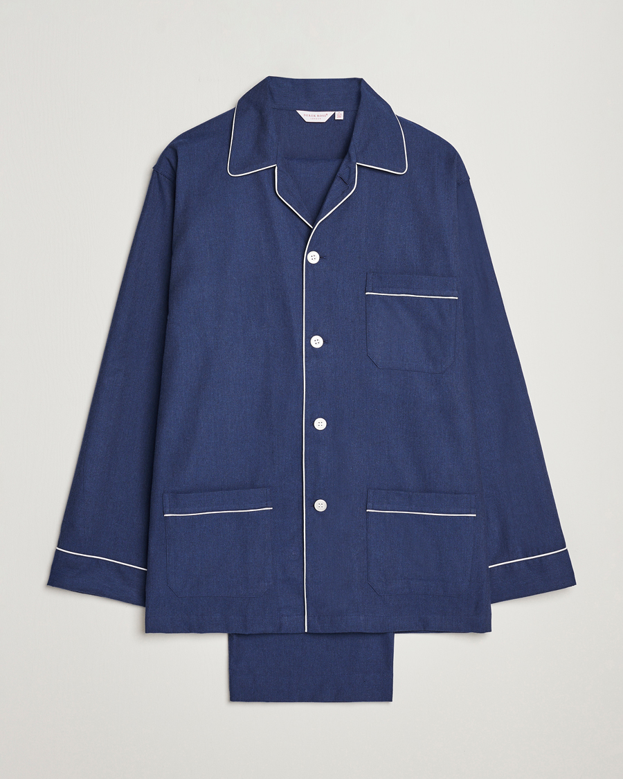 Uomini | Accappatoi & Pigiami | Derek Rose | Brushed Cotton Flanell Pyjama Set Navy