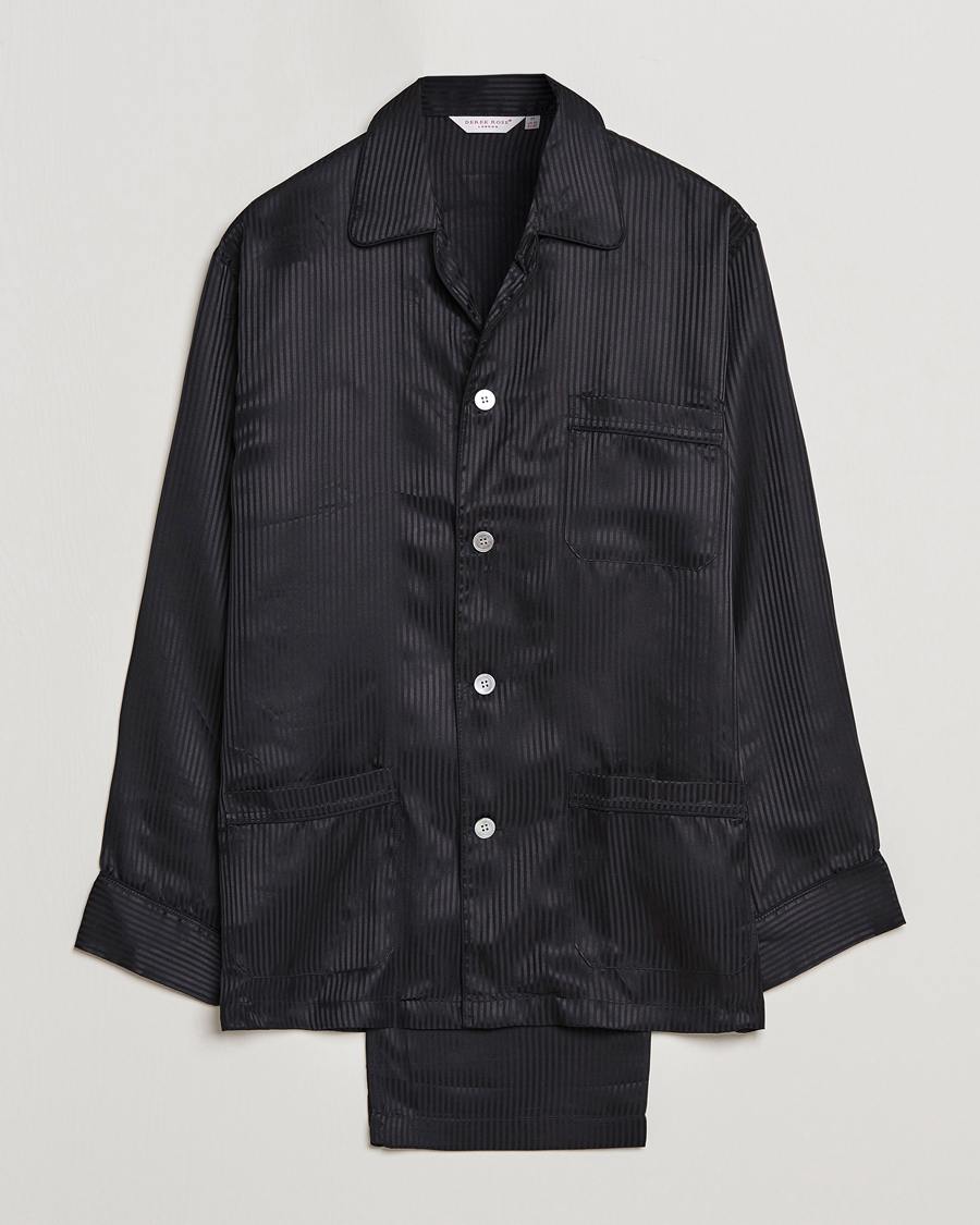 Uomini | Accappatoi & Pigiami | Derek Rose | Striped Silk Pyjama Set Black