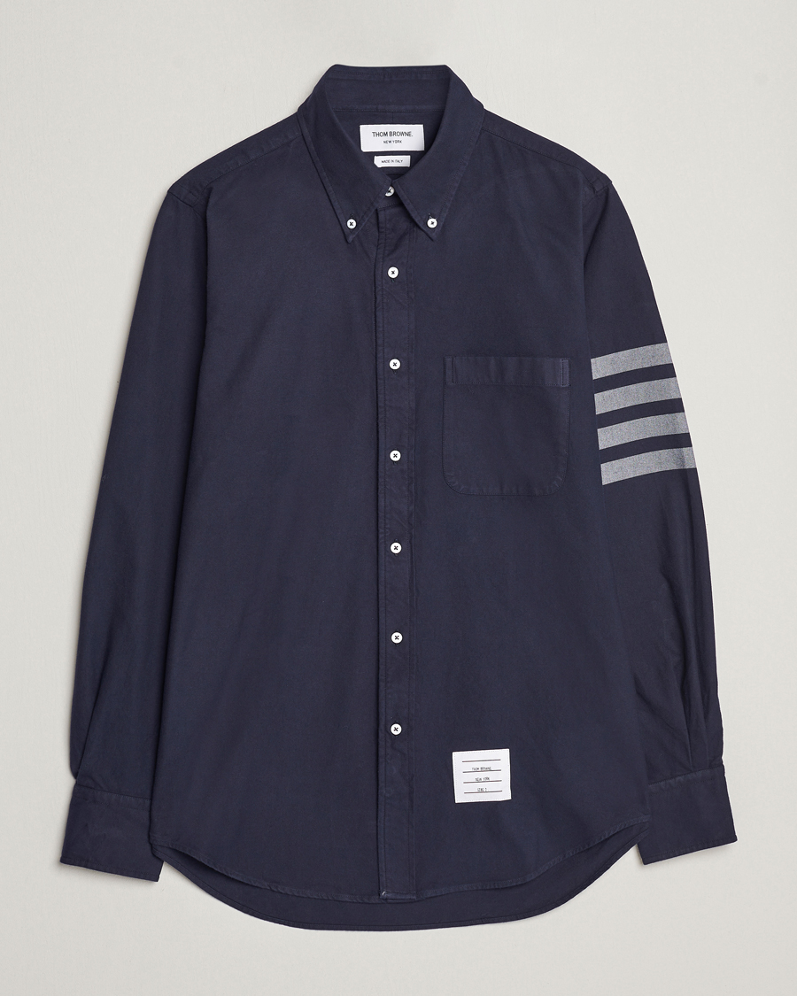 Uomini | Camicie | Thom Browne | 4 Bar Flannel Shirt Navy
