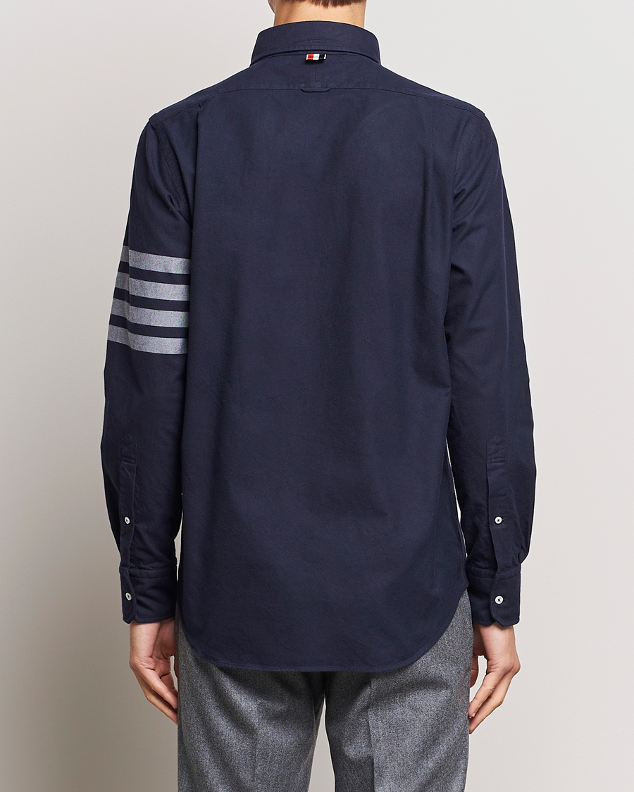 Uomini | Camicie | Thom Browne | 4 Bar Flannel Shirt Navy