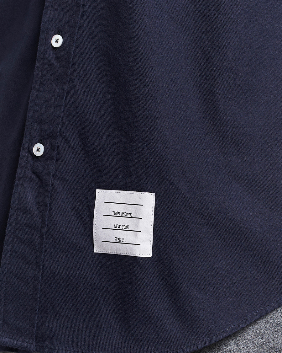 Uomini | Camicie | Thom Browne | 4 Bar Flannel Shirt Navy
