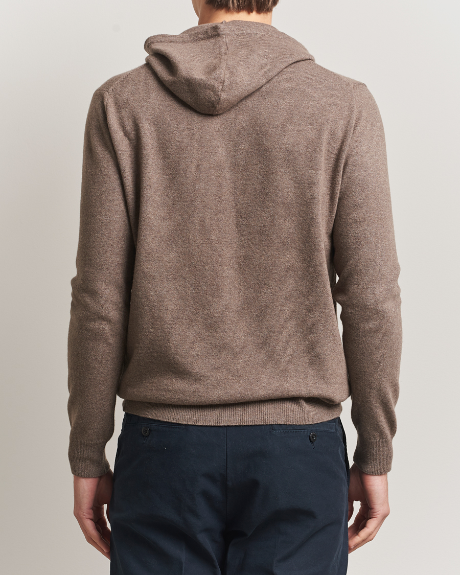 Uomini | Maglieria | Oscar Jacobson | Pascal Wool/Cashmere Hoodie Light Brown