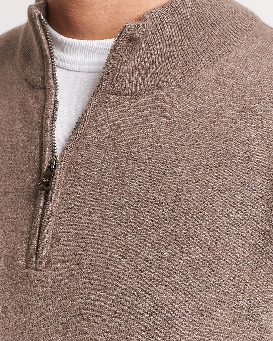 Uomini | Maglieria | Oscar Jacobson | Patton Wool/Cashmere Half Zip Light Brown