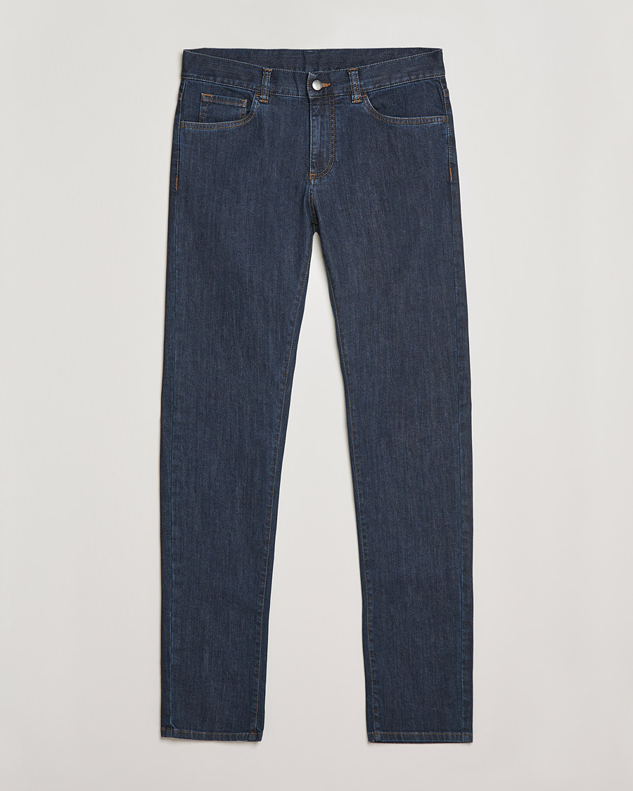 Uomini | Jeans | Canali | Slim Fit Stretch Jeans Dark Blue Wash