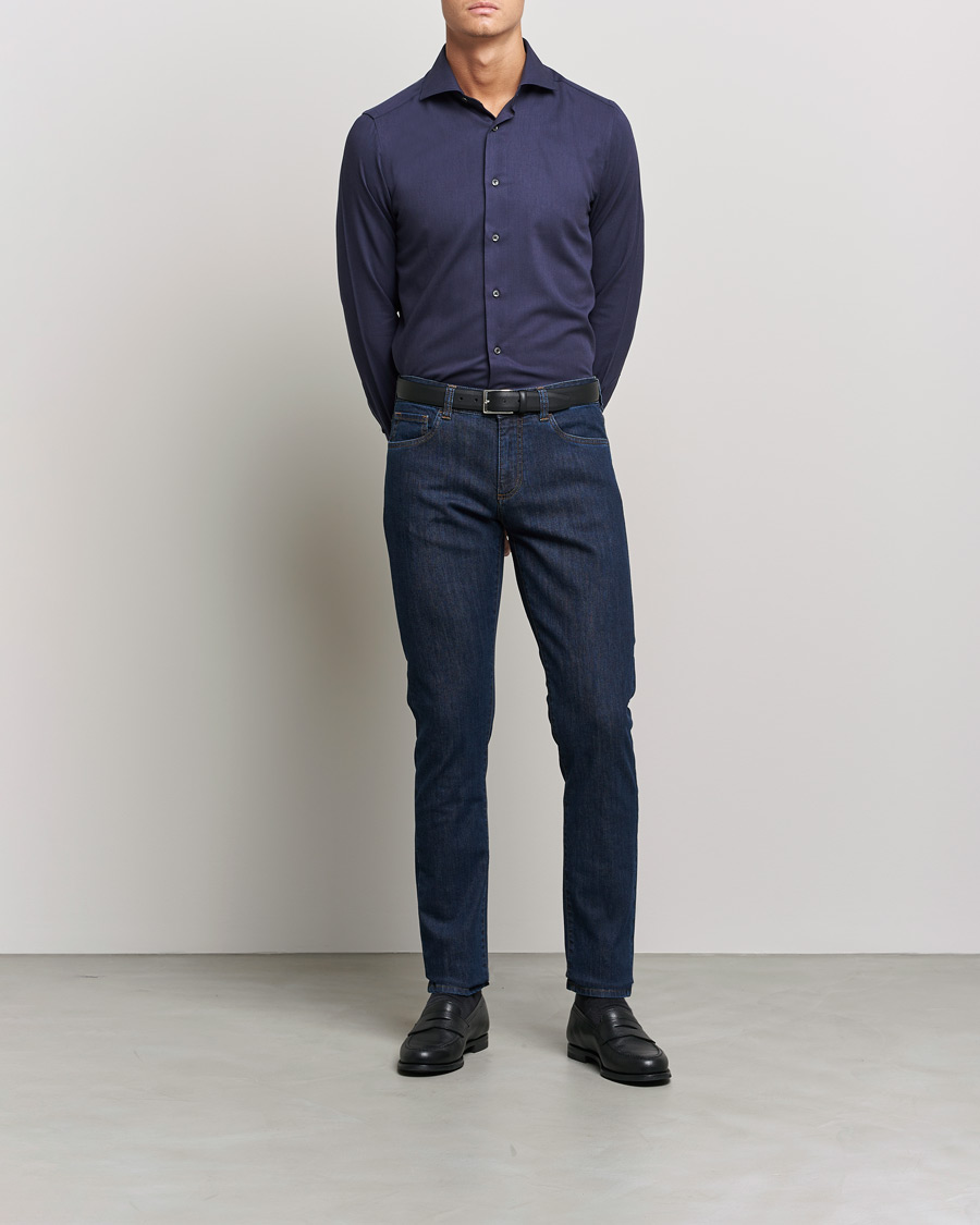 Uomini | Jeans | Canali | Slim Fit Stretch Jeans Dark Blue Wash