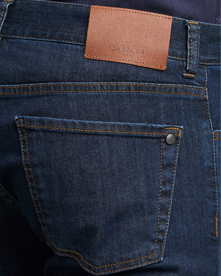 Uomini | Jeans | Canali | Slim Fit Stretch Jeans Dark Blue Wash