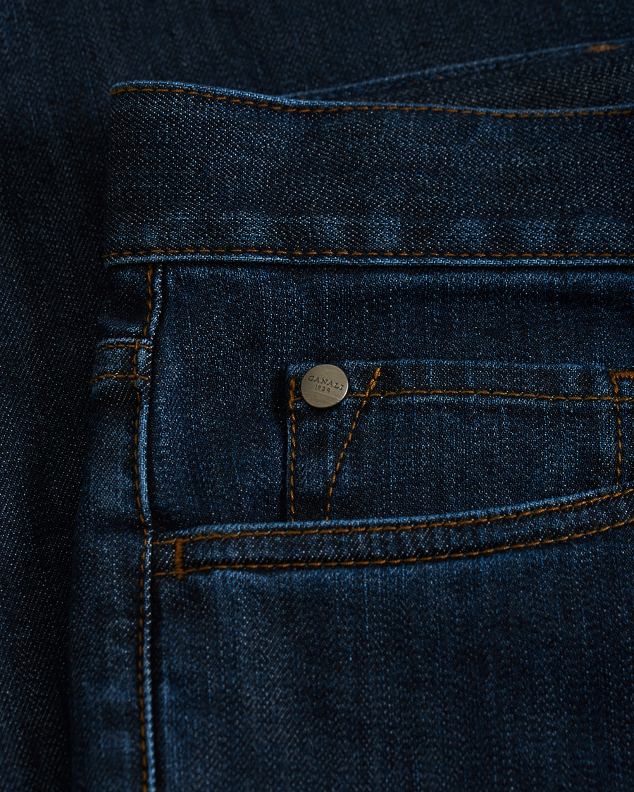 Uomini | Jeans | Canali | Slim Fit Stretch Jeans Dark Blue Wash