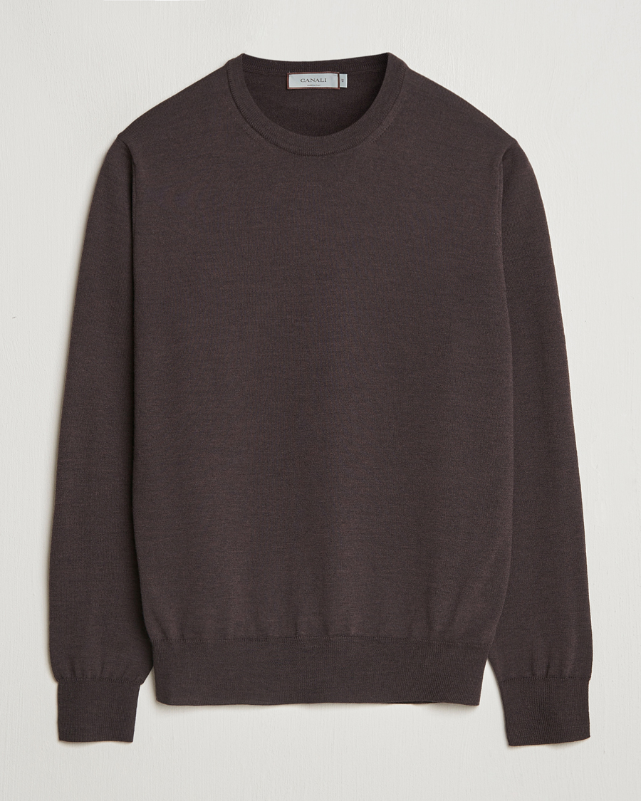 Uomini | Maglieria | Canali | Merino Wool Crew Neck Brown