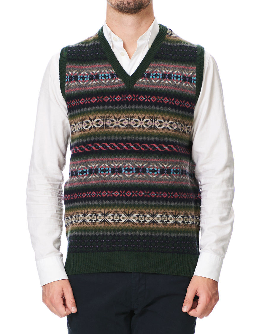 Uomini | Maglieria | Gant | Holiday Fairisle Slipover Tartan Green