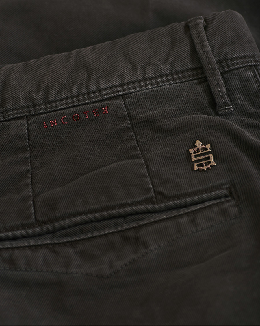 Uomini | Pantaloni | Incotex | Slim Fit Garment Dyed Washed Slacks Black