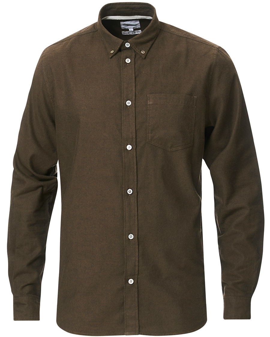 Uomini | Camicie | Norse Projects | Anton Brushed Flannel Shirt Dark Green