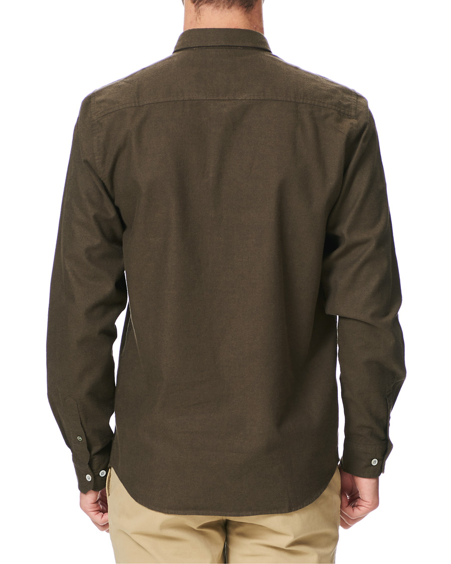 Uomini | Camicie | Norse Projects | Anton Brushed Flannel Shirt Dark Green