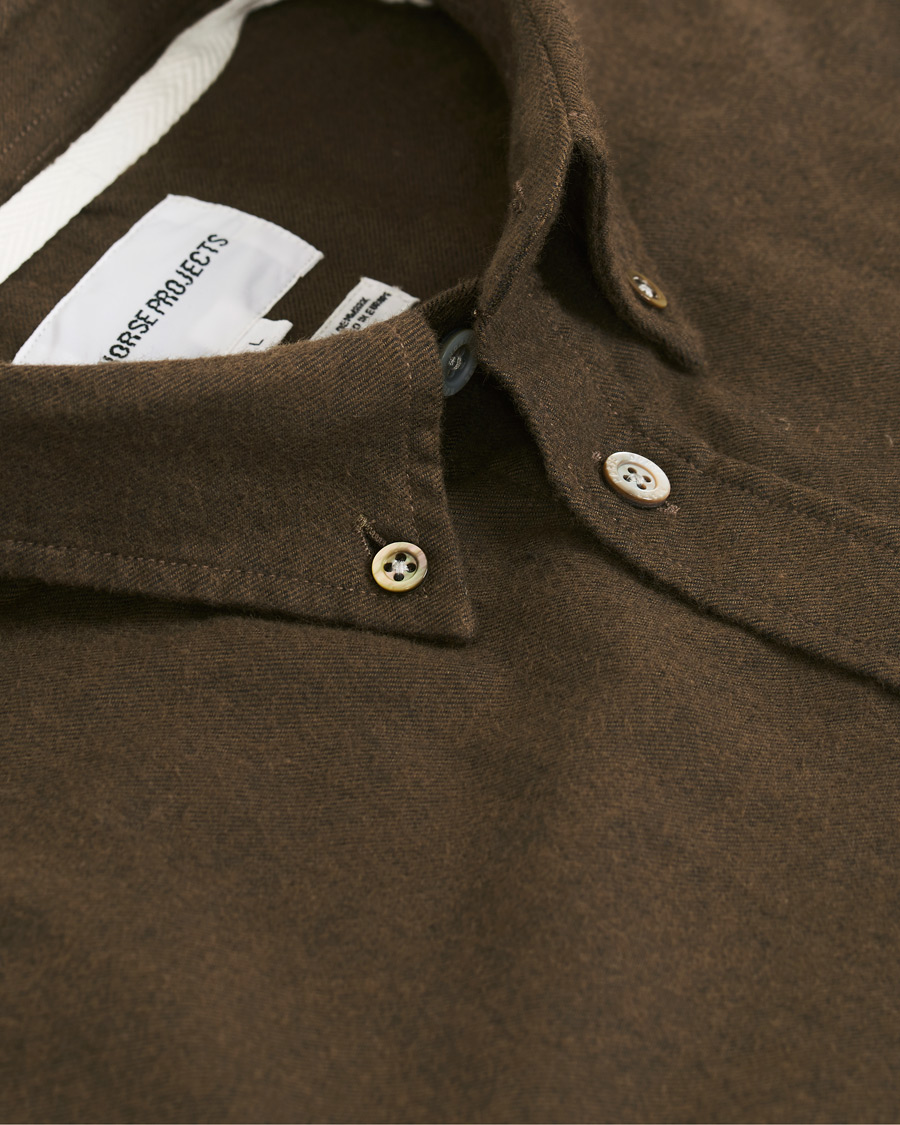 Uomini | Camicie | Norse Projects | Anton Brushed Flannel Shirt Dark Green