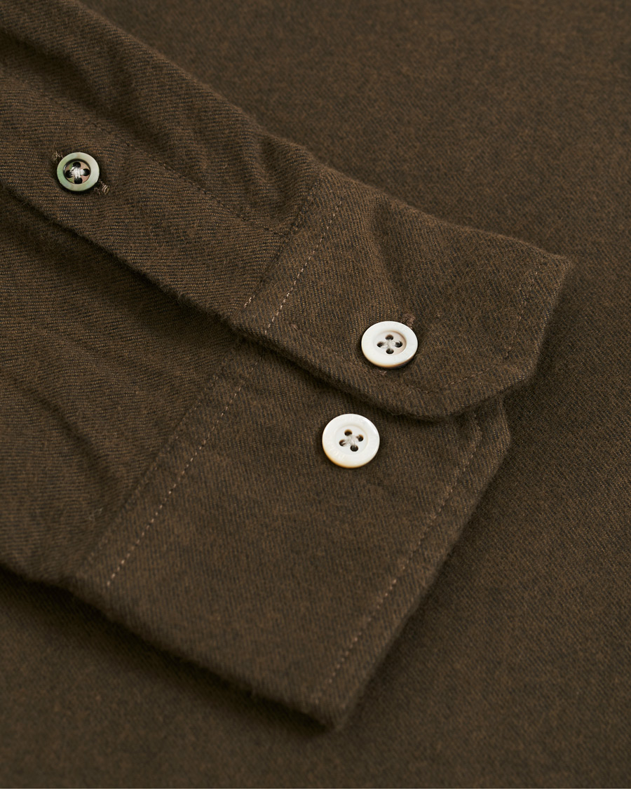 Uomini | Camicie | Norse Projects | Anton Brushed Flannel Shirt Dark Green