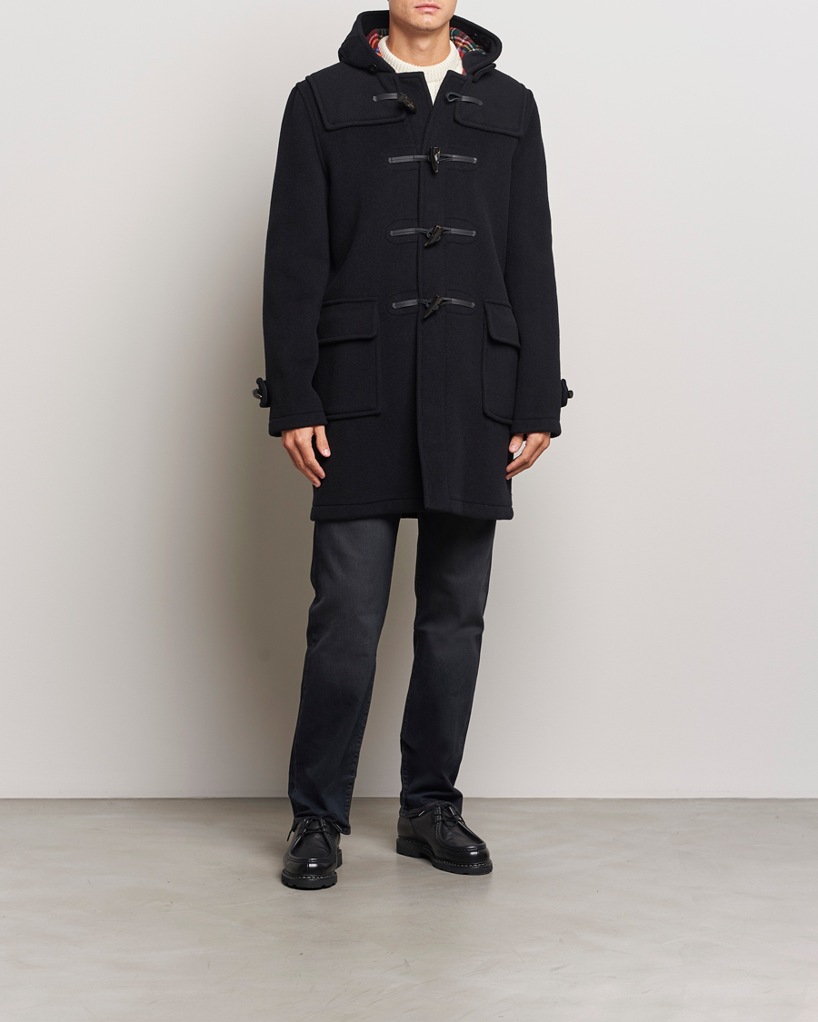 Uomini | Giacche | Gloverall | Morris Duffle Coat Black/Royal Stewart