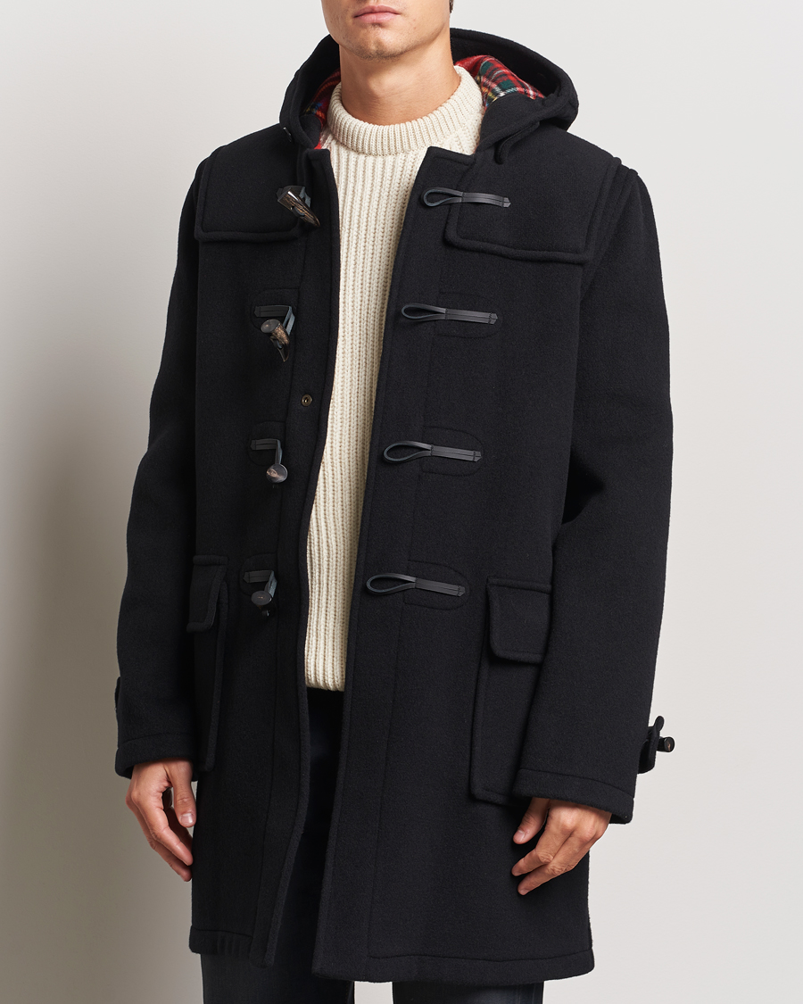Uomini | Giacche | Gloverall | Morris Duffle Coat Black/Royal Stewart