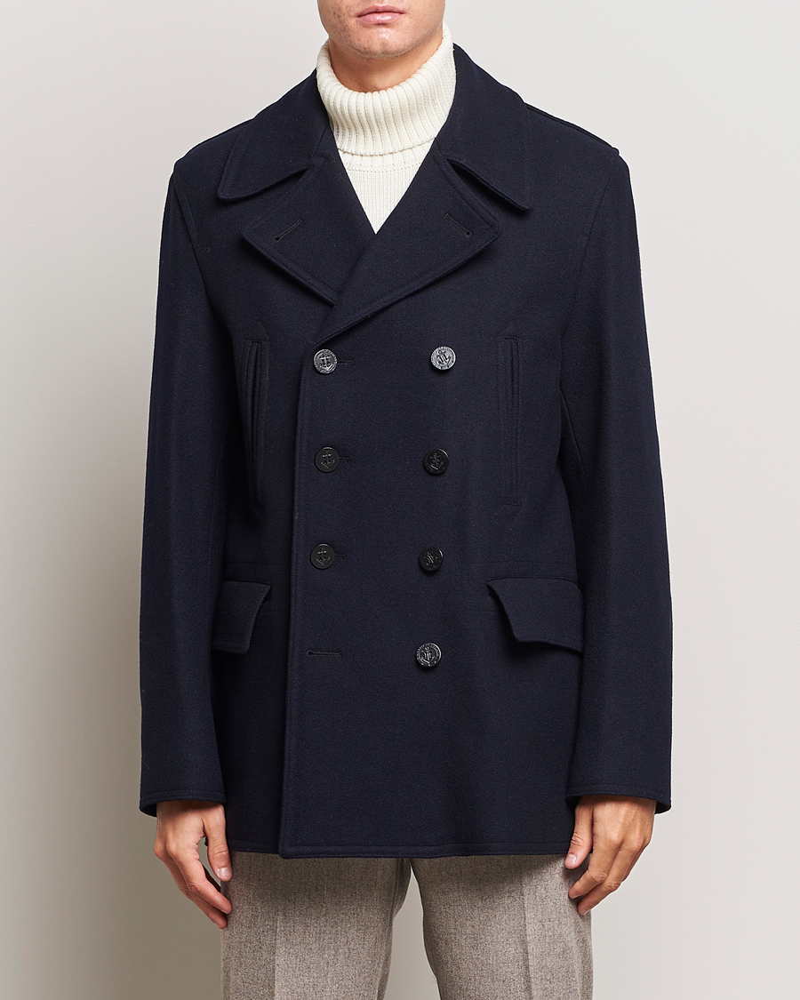 Uomini | Giacche | Gloverall | Churchill Reefer Peacoat Navy