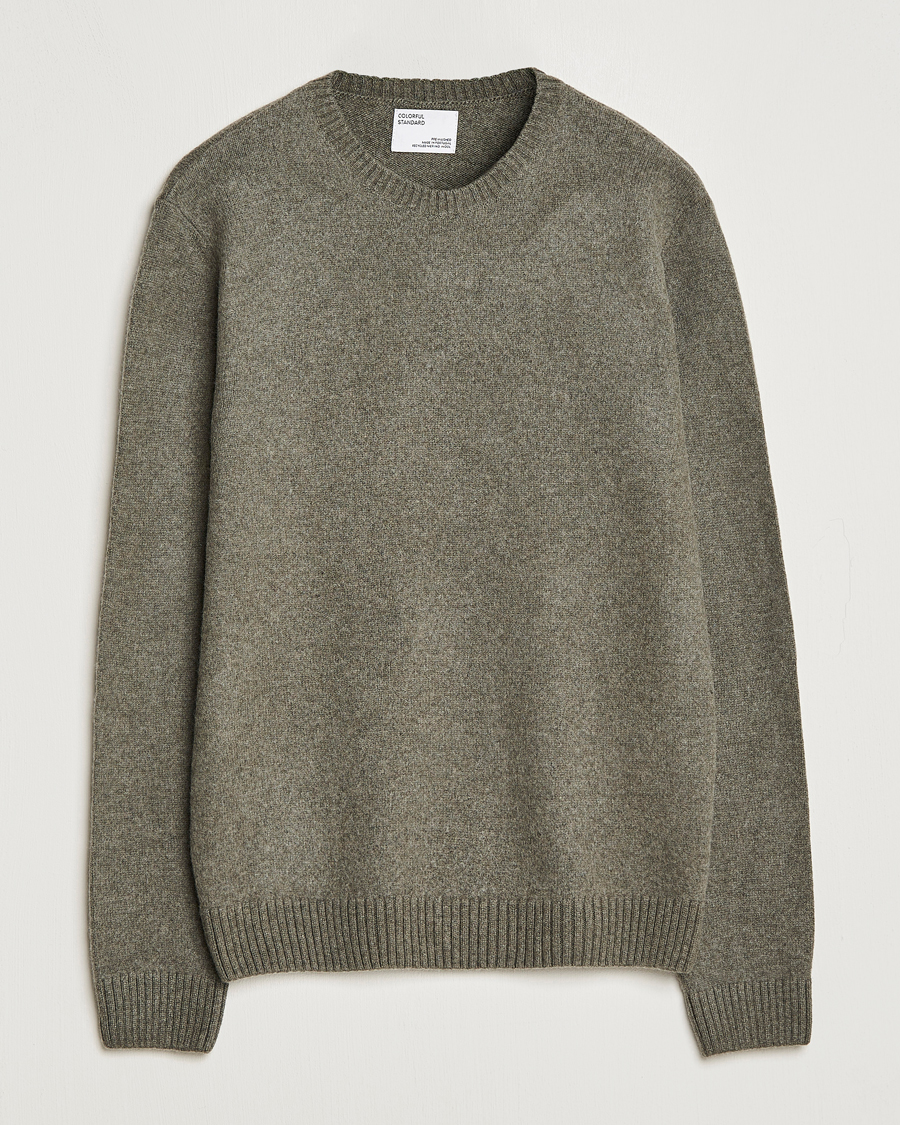 Uomini | Maglieria | Colorful Standard | Classic Merino Wool Crew Neck Dusty Olive
