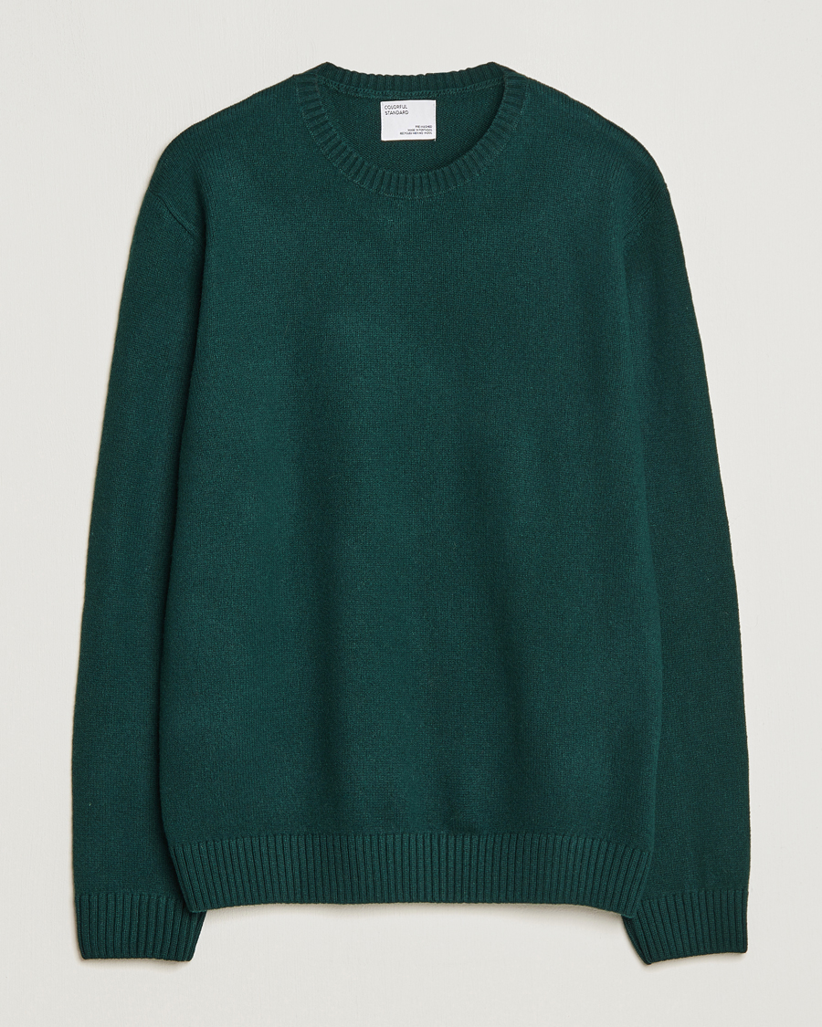 Uomini | Maglieria | Colorful Standard | Classic Merino Wool Crew Neck Emerald Green