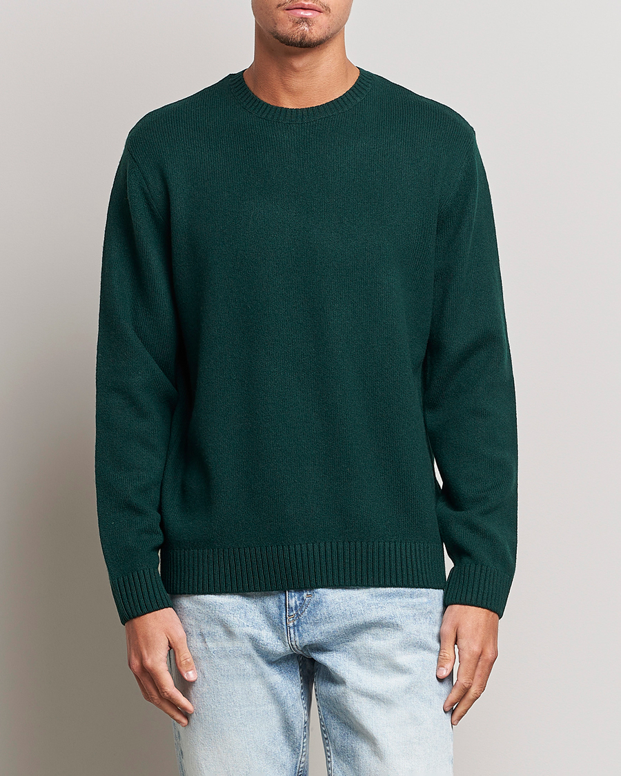 Uomini | Maglieria | Colorful Standard | Classic Merino Wool Crew Neck Emerald Green