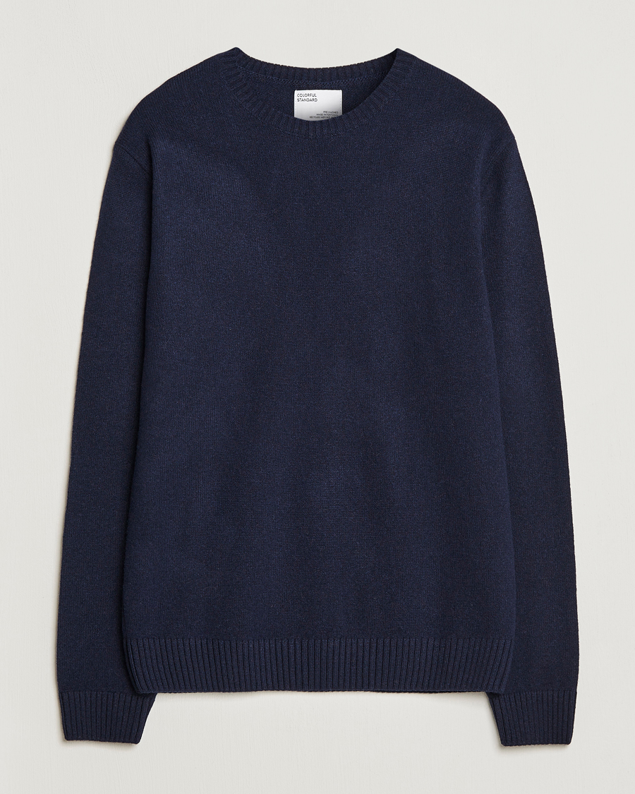 Uomini | Maglieria | Colorful Standard | Classic Merino Wool Crew Neck Navy Blue