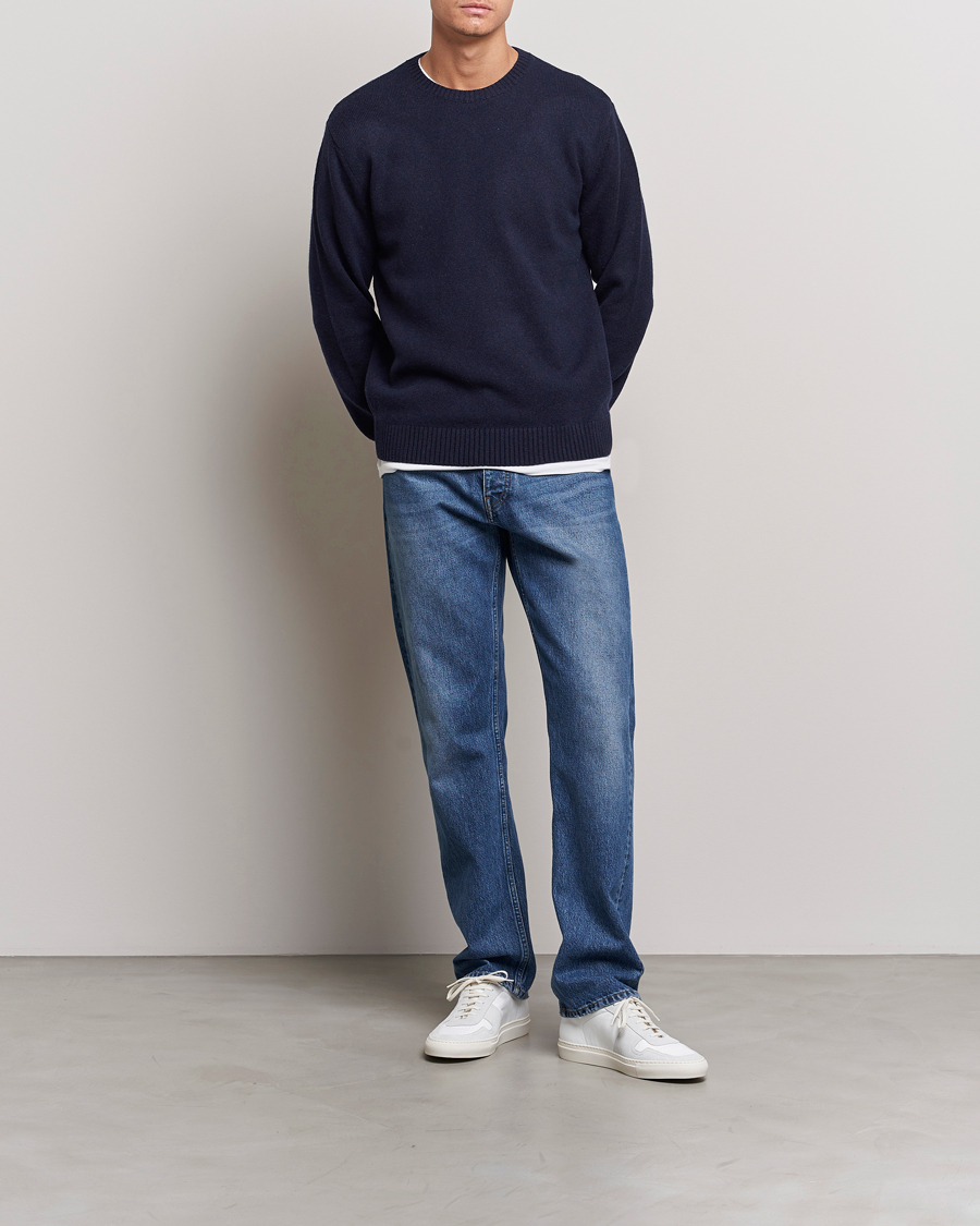 Uomini | Maglieria | Colorful Standard | Classic Merino Wool Crew Neck Navy Blue