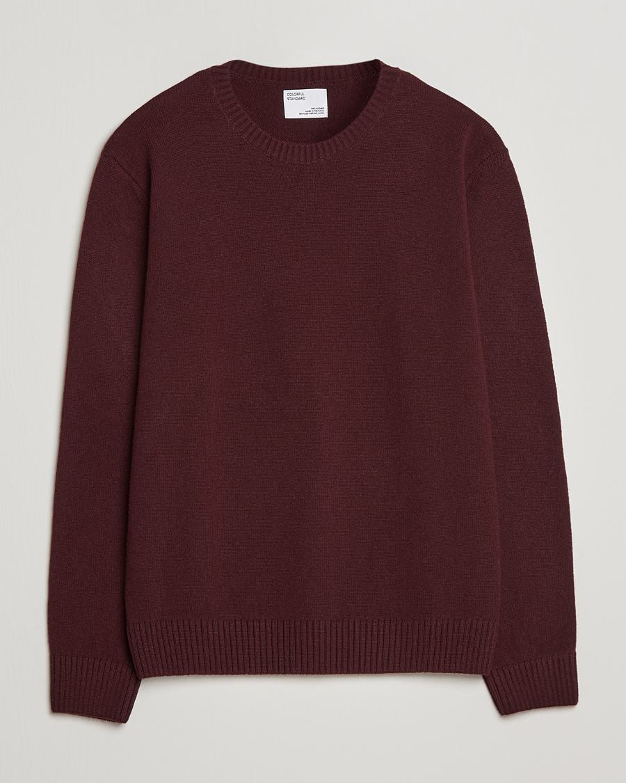 Uomini | Maglieria | Colorful Standard | Classic Merino Wool Crew Neck Oxblood Red