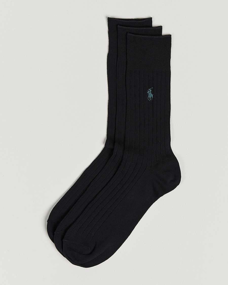 Uomini | Biancheria intima | Polo Ralph Lauren | 3-Pack Egyptian Rib Crew Socks Black