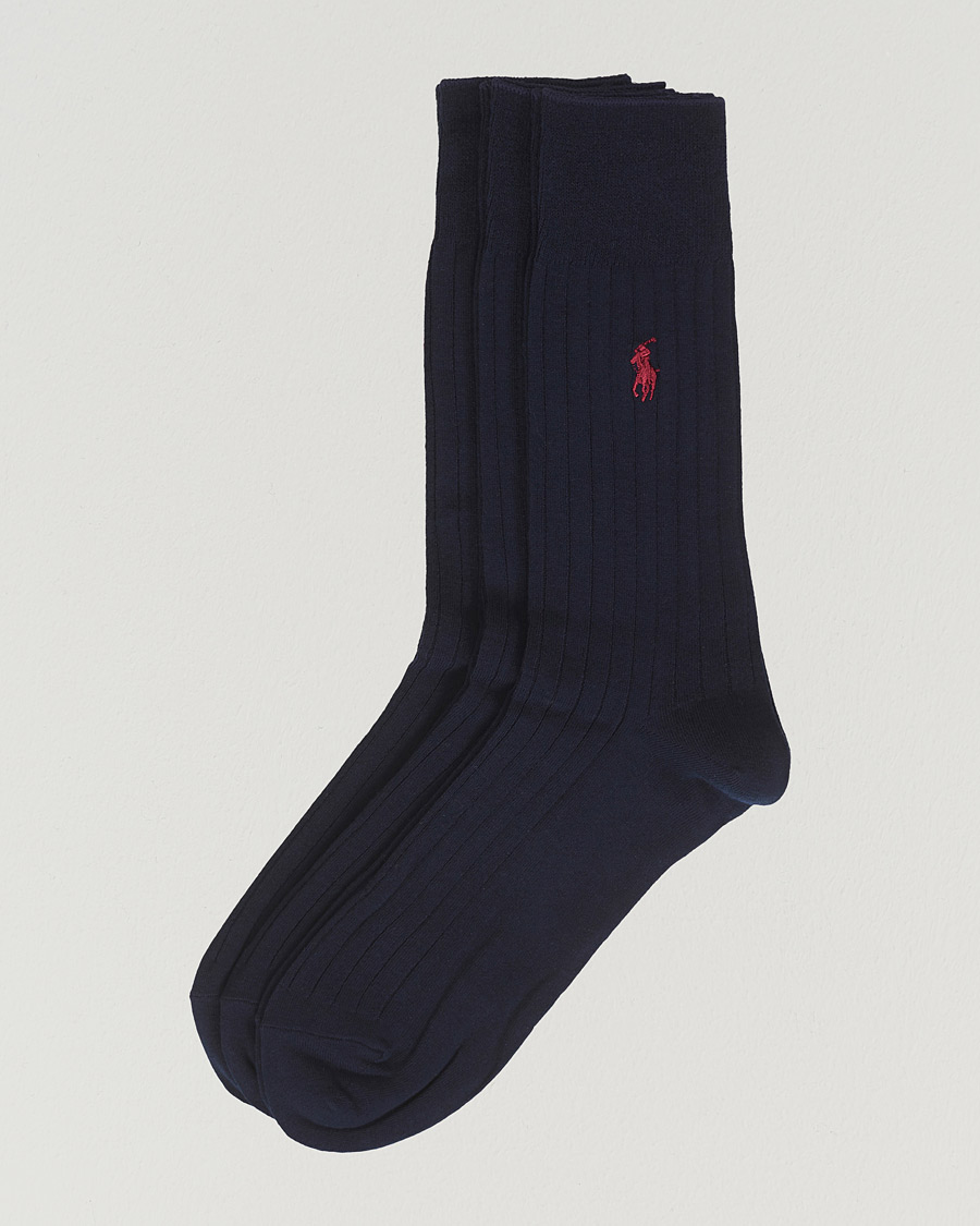 Uomini | Biancheria intima | Polo Ralph Lauren | 3-Pack Egyptian Rib Crew Socks Navy