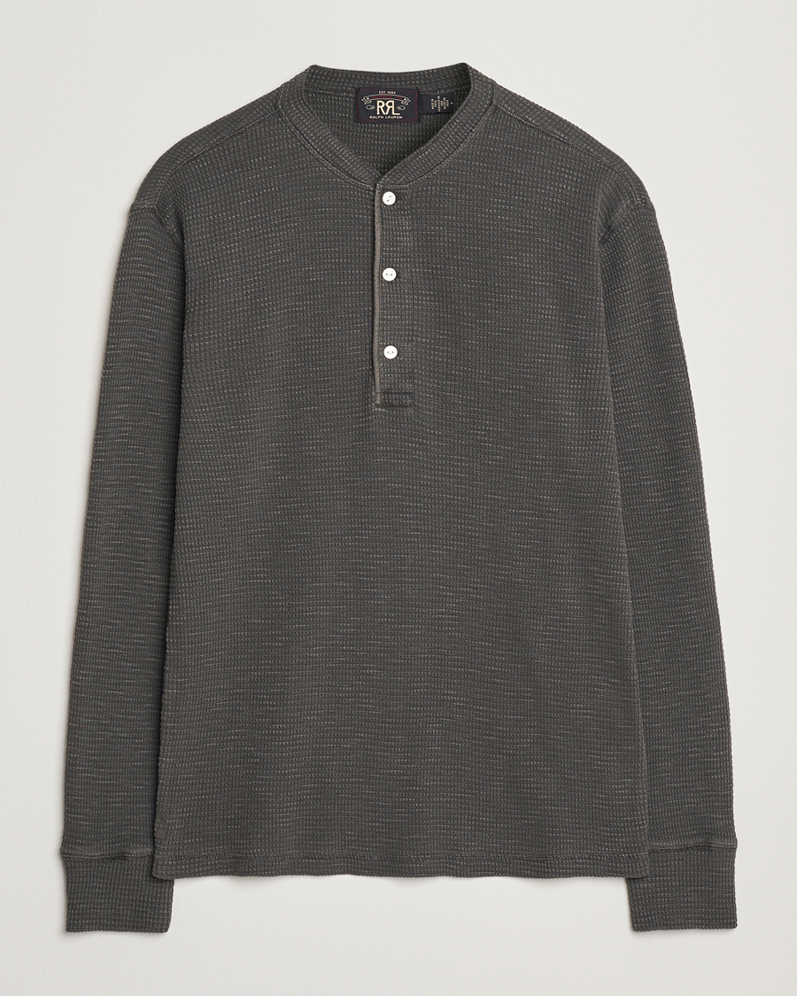 Uomini | Maglieria | RRL | Long Sleeve Henley Faded Black