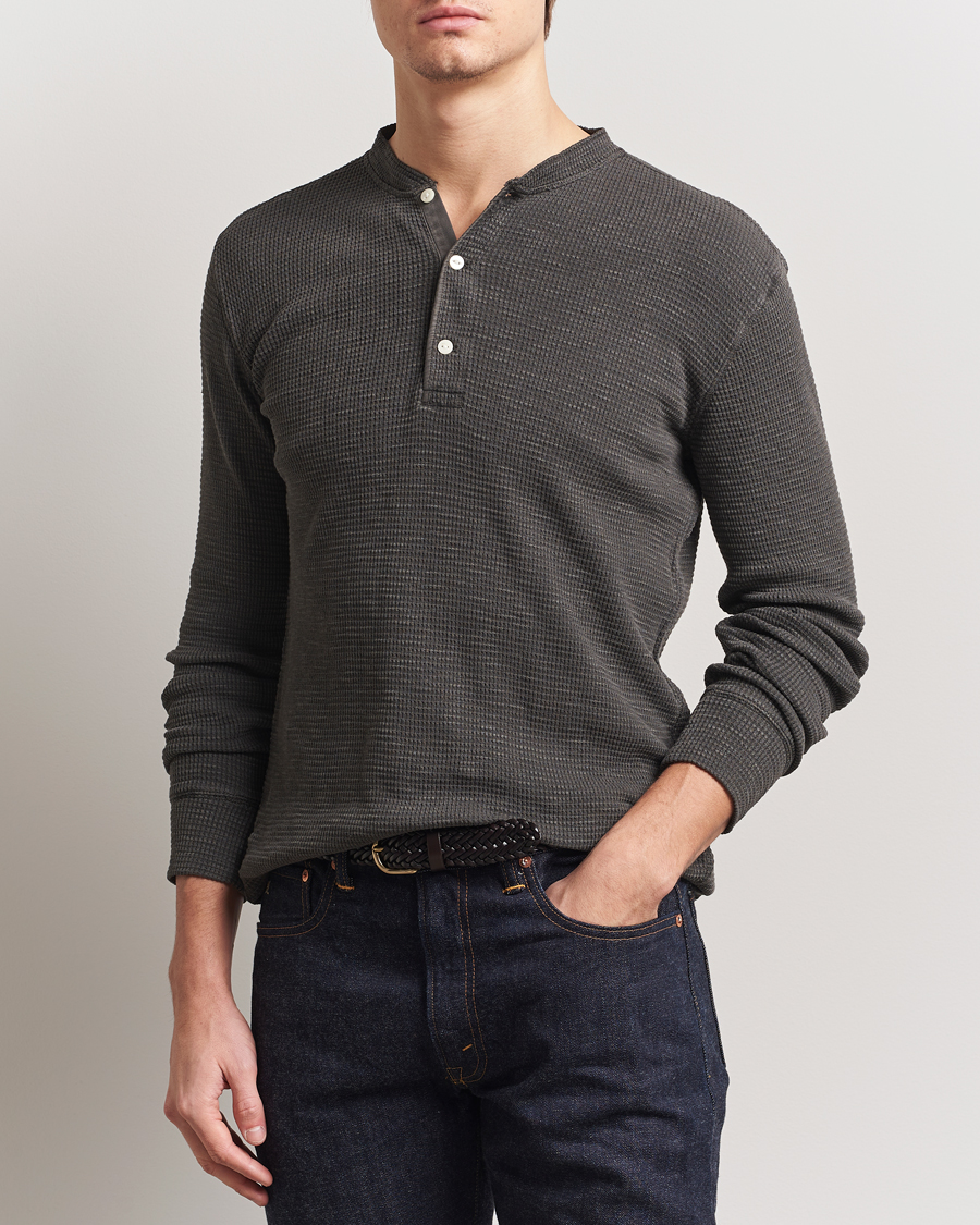 Uomini | Maglieria | RRL | Long Sleeve Henley Faded Black