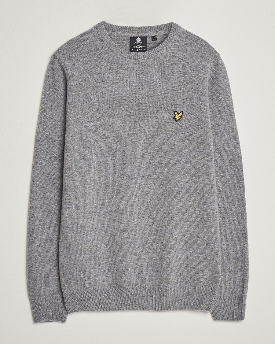 Uomini | Maglieria | Lyle & Scott | Lambswool Crew Neck Pullover Mid Grey Melange