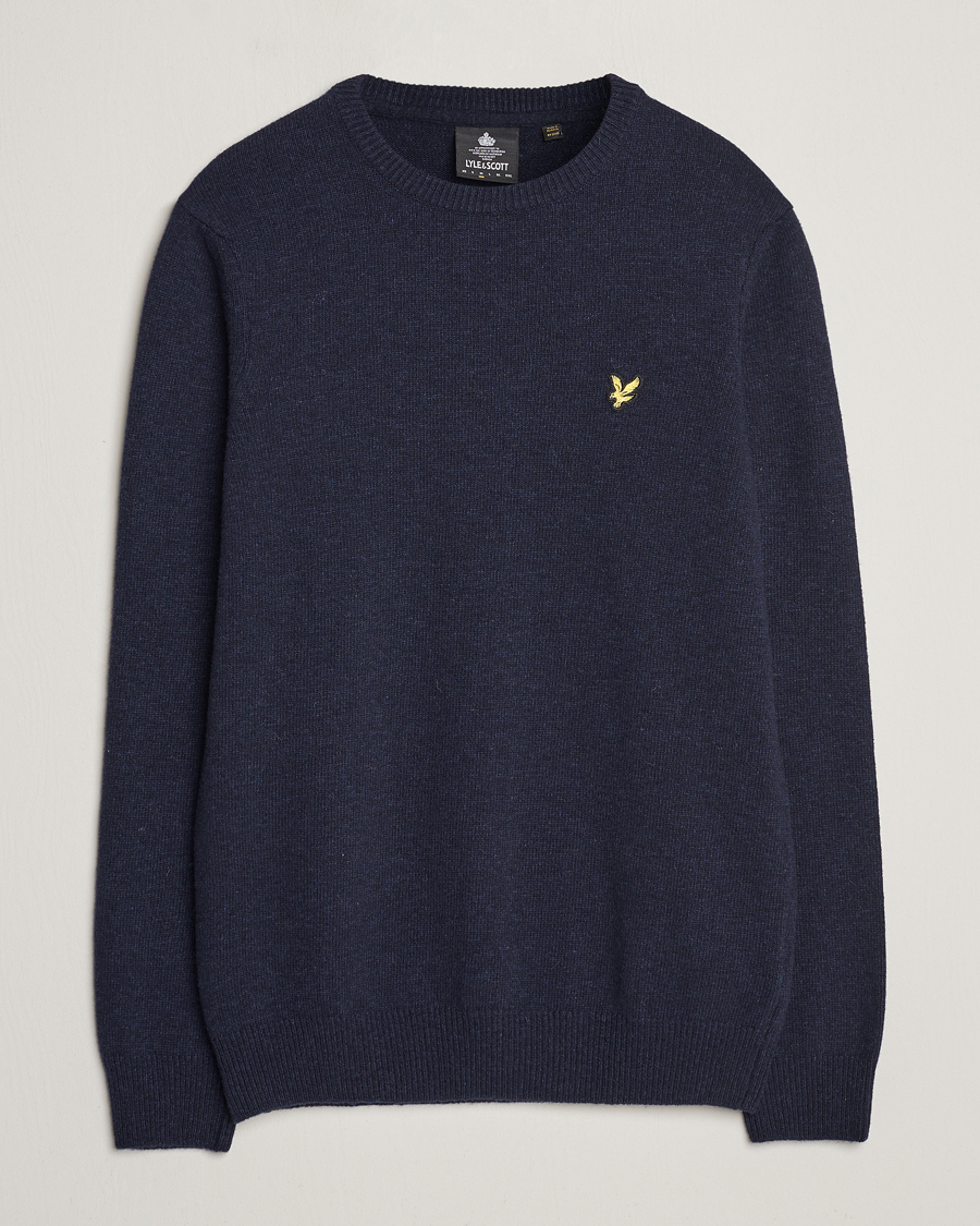Uomini | Maglieria | Lyle & Scott | Lambswool Crew Neck Pullover Dark Navy Marl