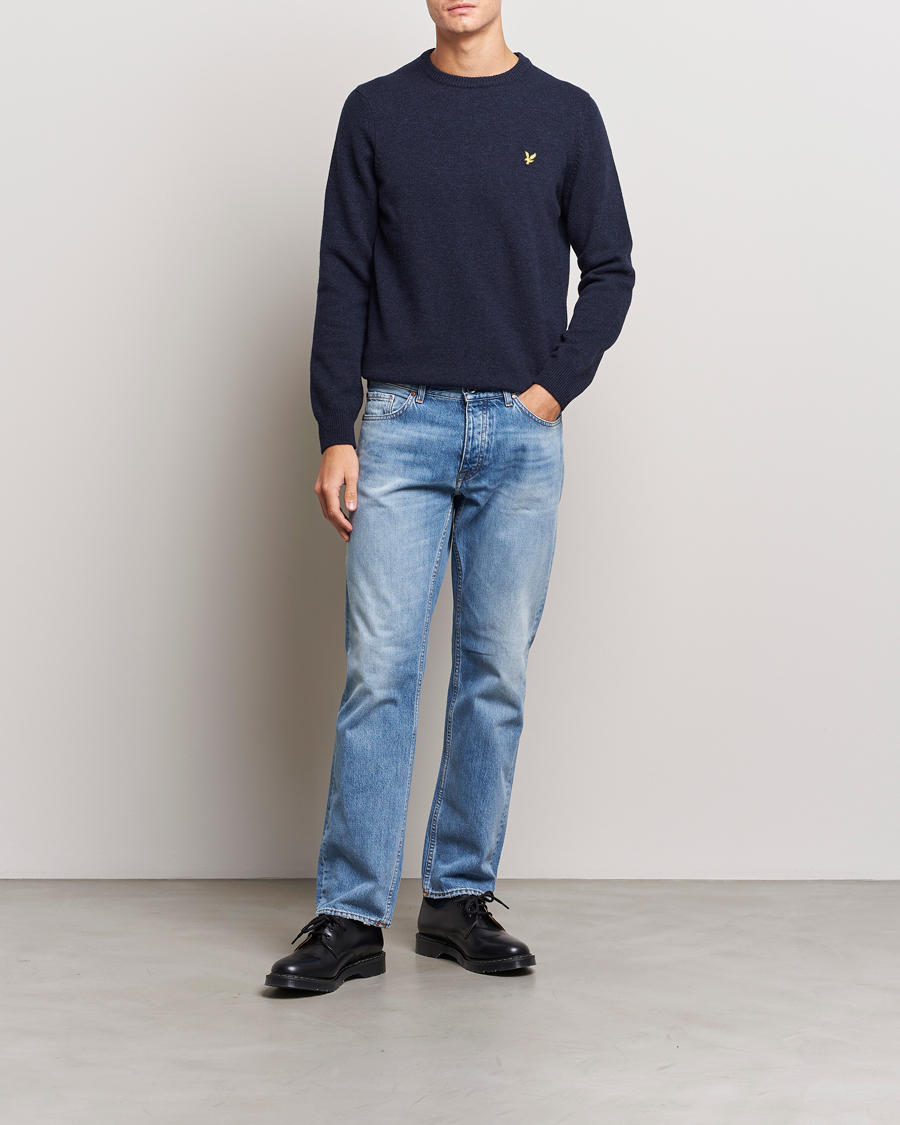 Uomini | Maglieria | Lyle & Scott | Lambswool Crew Neck Pullover Dark Navy Marl