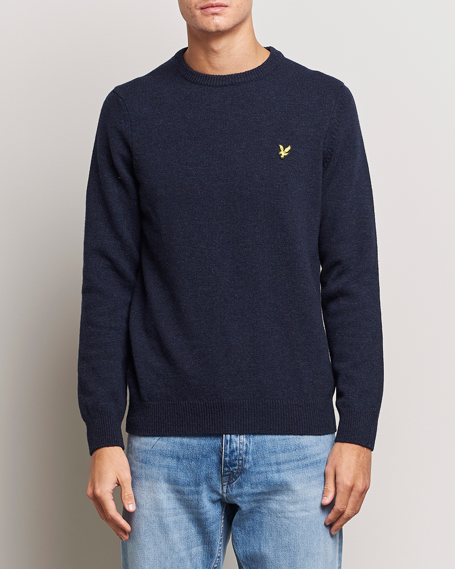 Uomini | Maglieria | Lyle & Scott | Lambswool Crew Neck Pullover Dark Navy Marl