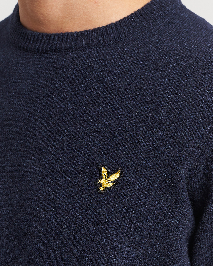 Uomini | Maglieria | Lyle & Scott | Lambswool Crew Neck Pullover Dark Navy Marl