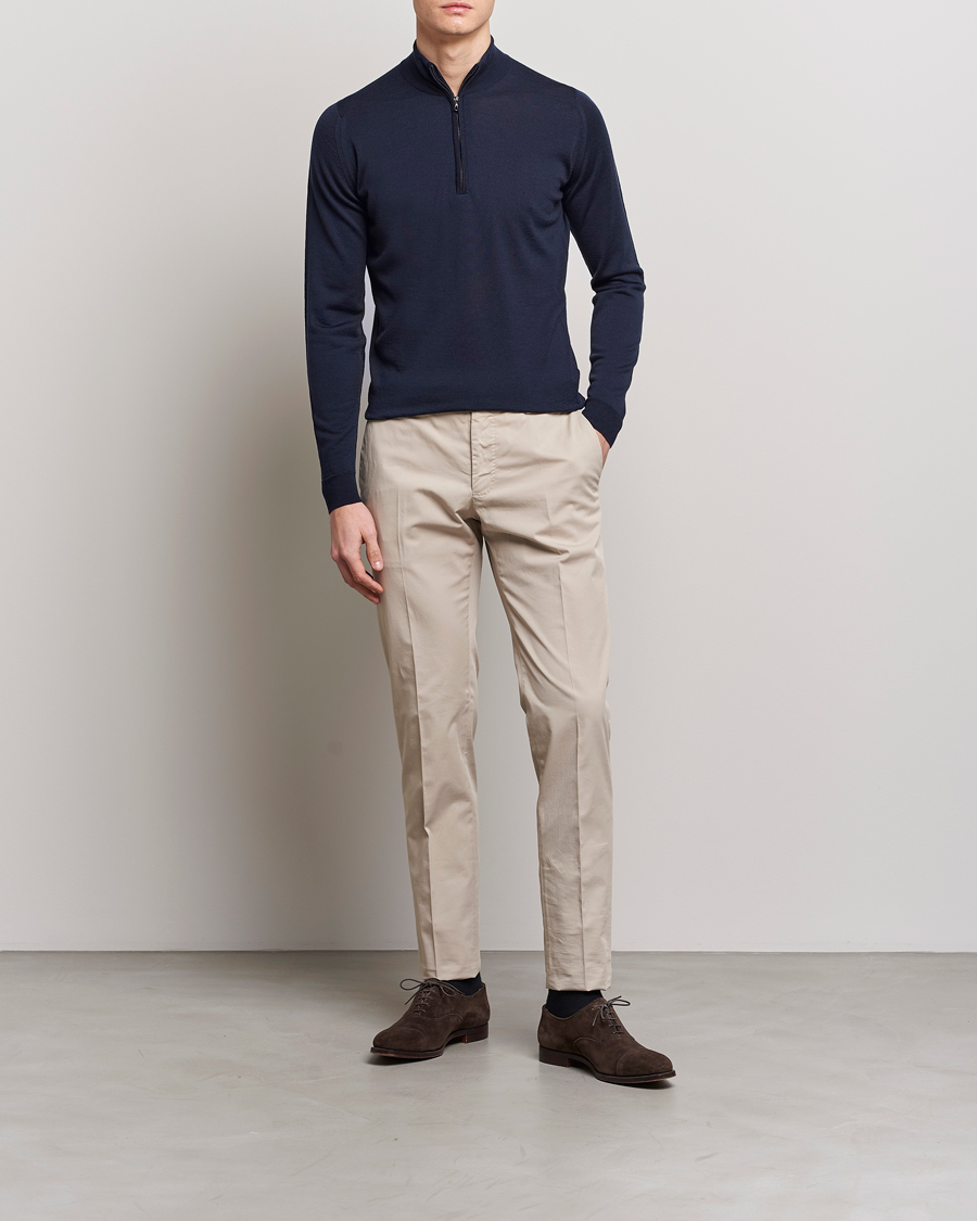 Uomini | Maglieria | John Smedley | Barrow Extra Fine Merino Half Zip Midnight