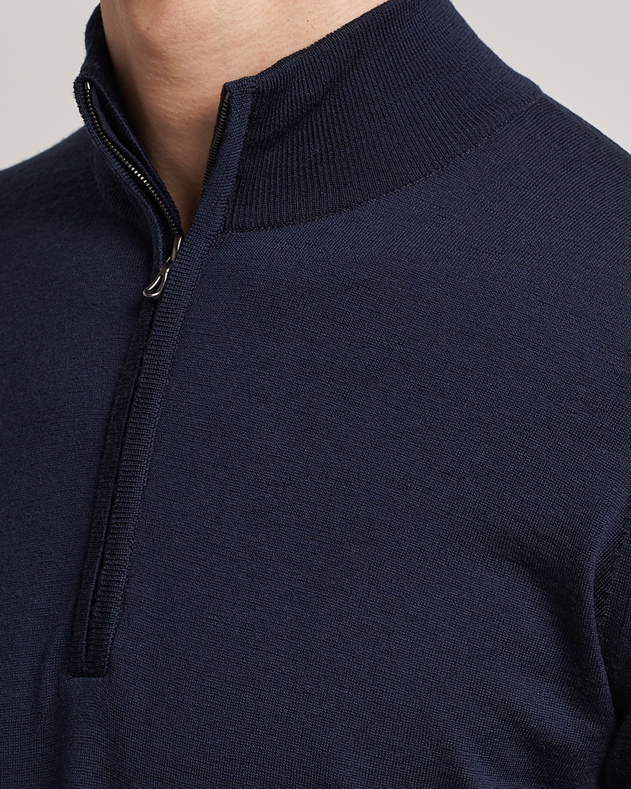 Uomini | Maglieria | John Smedley | Barrow Extra Fine Merino Half Zip Midnight